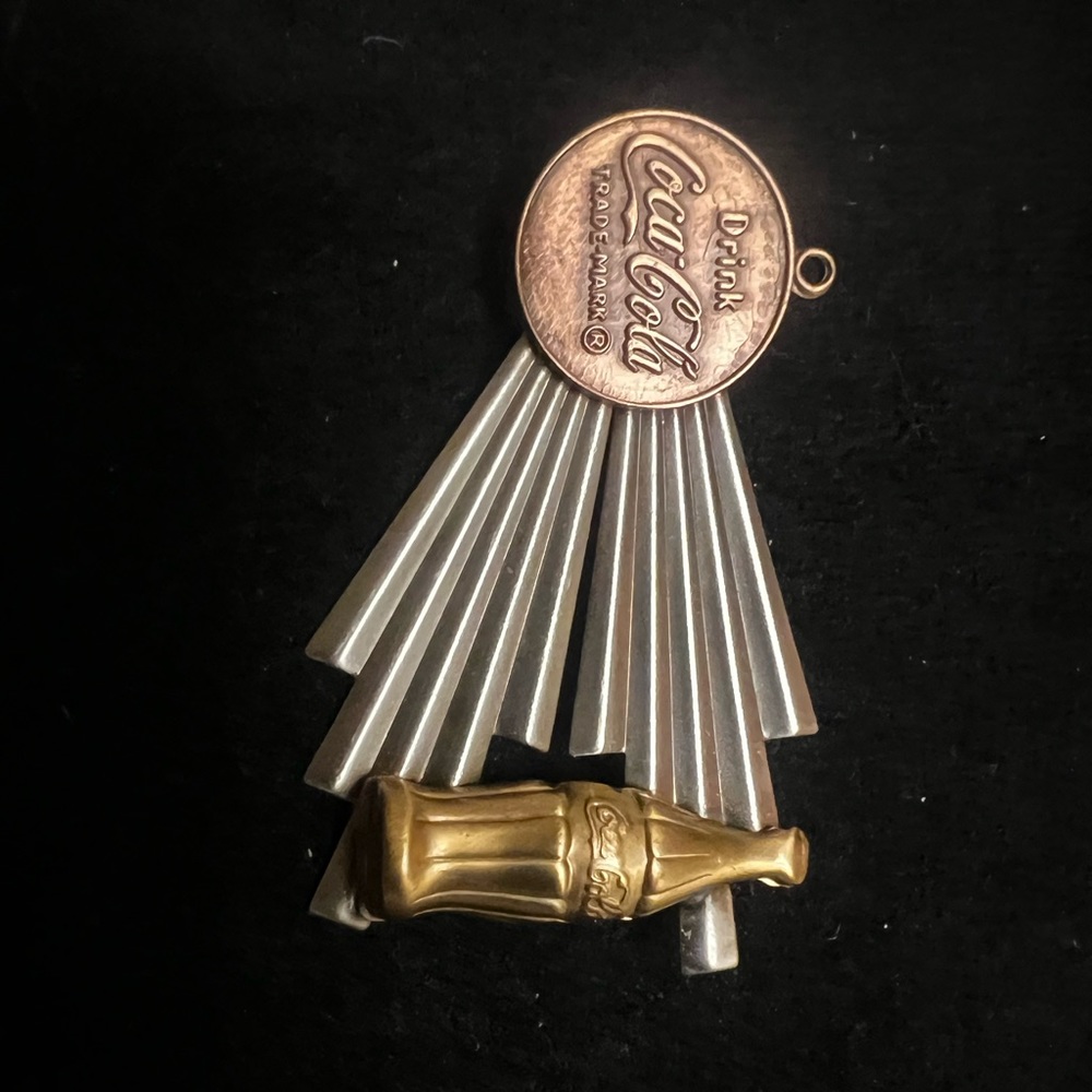 Vintage Coca Cola Art Deco Comet Copper Tin Metal Pin Brooch